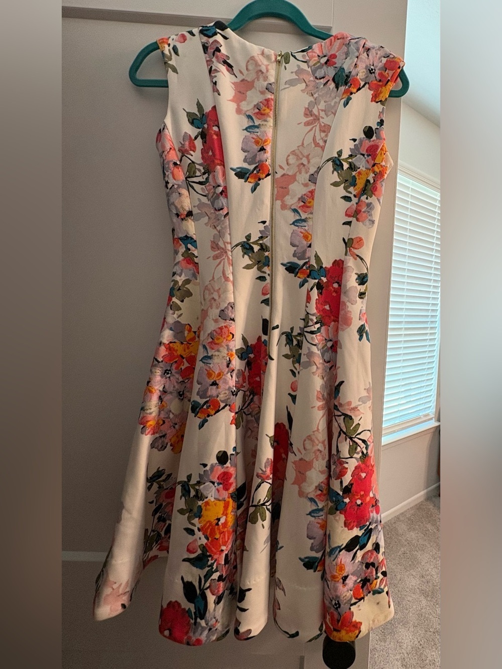 Just...Taylor White Floral V-Neck Midi Dress with Pink and Red Accents - Picture 5 of 6